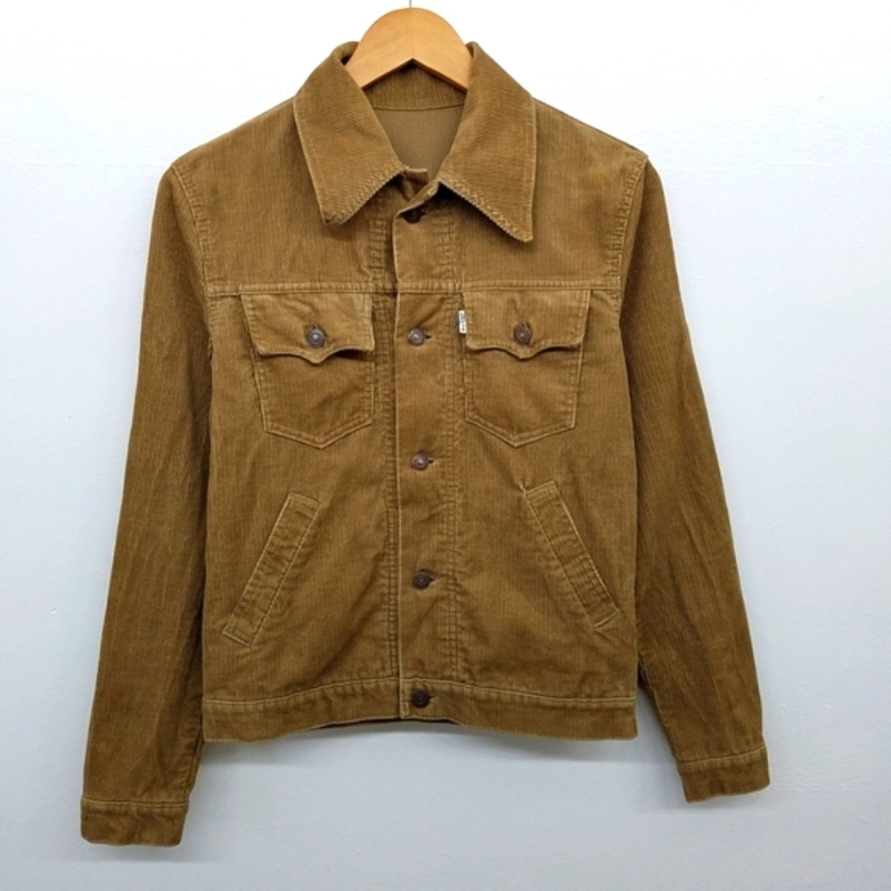 Vintage Levi's 70s Corduroy Tan Trucker Jacket Italy Longsleeve